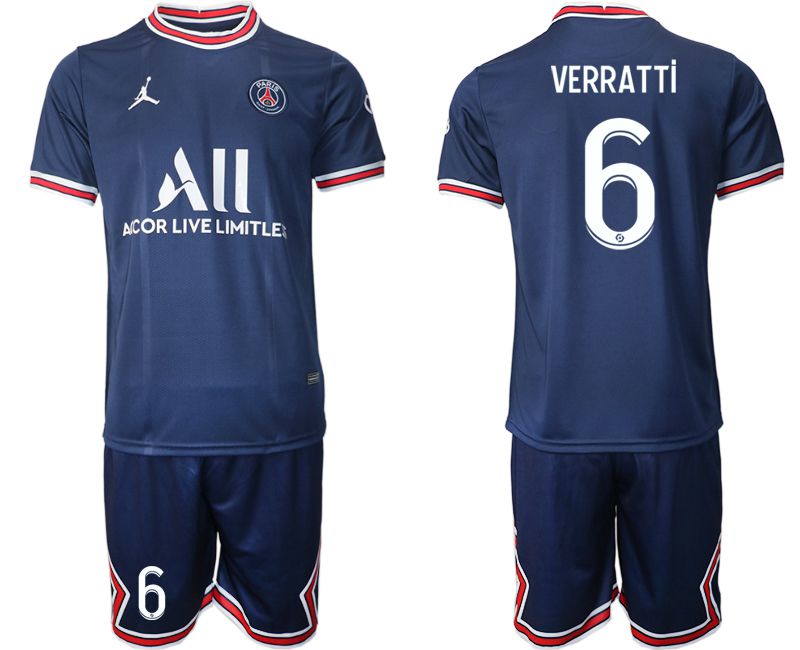 Men 2021-2022 Club Paris St German home blue #6 Soccer Jersey->paris st german jersey->Soccer Club Jersey